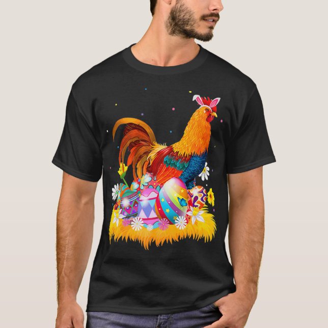 T-shirt Lapin de coqOreilles Pâques, Amant de poule de Pâq (Devant)