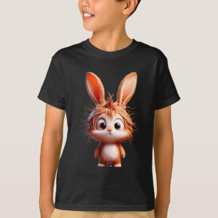 T-shirt Lapin de dessin animé mignon avec une expression d