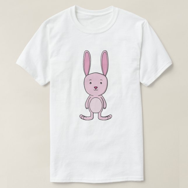 T-shirt Lapin de dessin animé rose pastel (Design devant)
