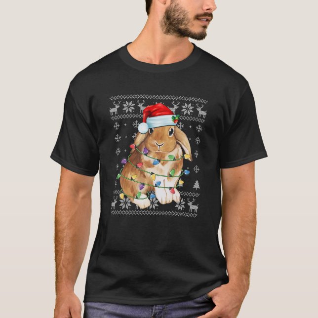 T-shirt Lapin de Noël Santa Hat Bunny Amant cadeau Joyeux  (Devant)