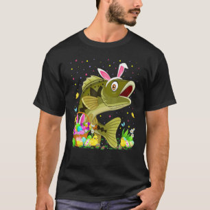 T-shirt Lapin de Pâques Chasse aux œufs Bar Fish rayé Pâqu
