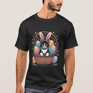 T-shirt Lapin de Pâques Chat Mignon Chaton Panier d'oeufs