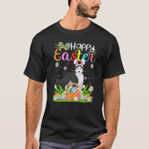 T-shirt Lapin de Pâques Chien Husky Sibérien Chasse aux œu