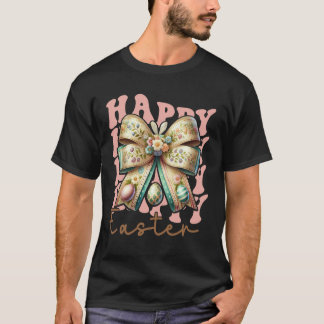T-shirt Lapin de Pâques Coquette Nœud Filles Jour de Pâque