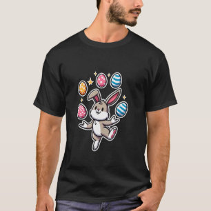 T-shirt Lapin de Pâques drôle adorable jonglant des œufs c