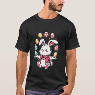 T-shirt Lapin de Pâques drôle adorable jonglant des œufs c