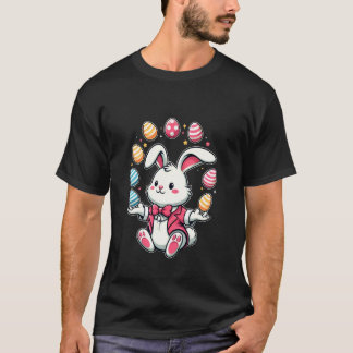 T-shirt Lapin de Pâques drôle adorable jonglant des œufs c