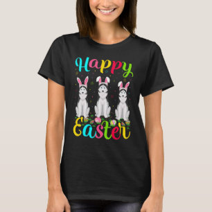 T-shirt Lapin de Pâques drôle Chien Husky Sibérien Joyeux 