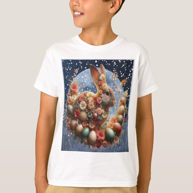 T-shirt Lapin de Pâques en fleurs  (Devant)