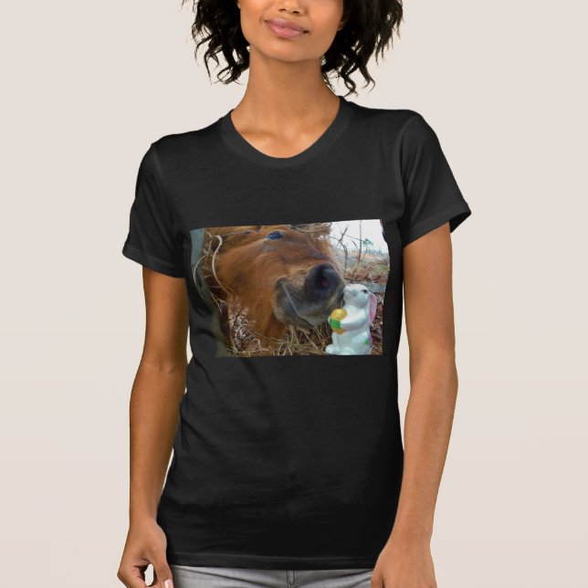 T-shirt Lapin de Pâques et cheval Brown (Devant)