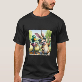 T-shirt Lapin De Pâques Et Colliers Portrait Dans Le Parc 
