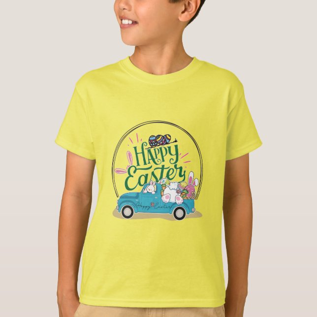 T-shirt lapin de pâques heureux (Devant)