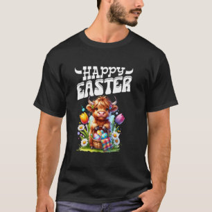 T-shirt Lapin de Pâques joyeux amateur de Highland Cow drô