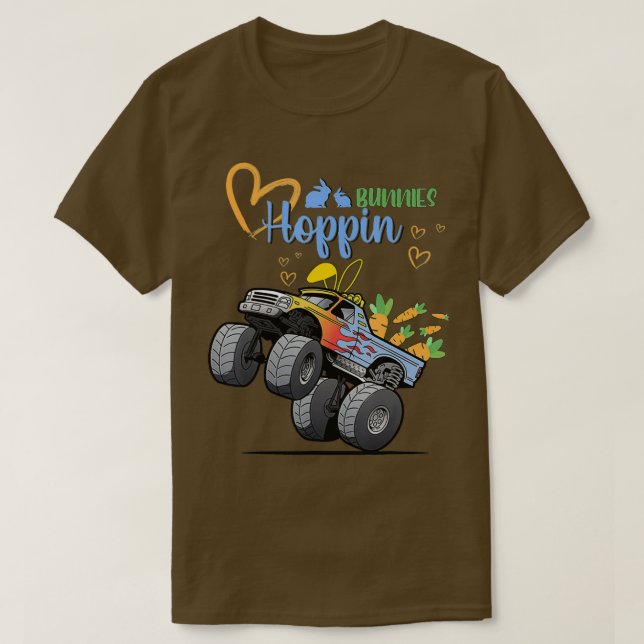 T-shirt Lapin de Pâques Lapin Monster Camion Enfant Garçon (Design devant)