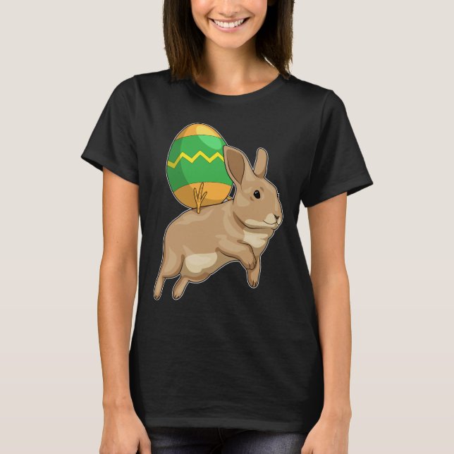 T-shirt Lapin de Pâques montant un œuf de Pâques (Devant)
