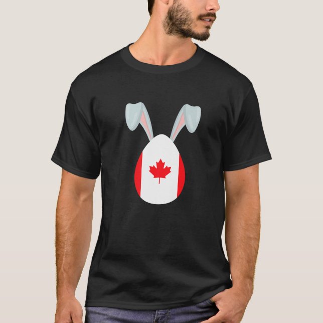 T-shirt Lapin de Pâques Œuf de Pâques Drapeau canadien Joy (Devant)