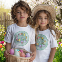 Lapin de Pâques Œufs Gingham Vert Joyeuses Pâques