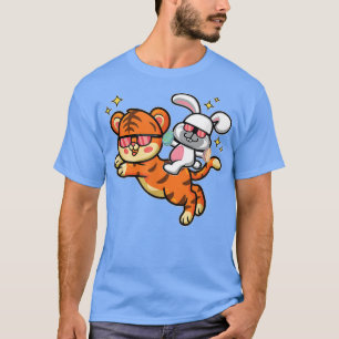 T-shirt Lapin De Pâques Sur Le Tigre Kawaii Oeuf De Pâques