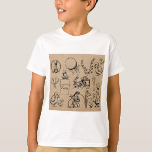 T-shirt Lapin de Pâques vintage et Kraft de poussins Brown