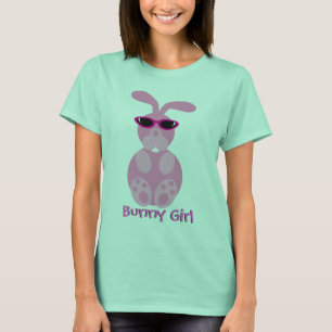 T-shirt Lapin de rose de fille de lapin avec des lunettes