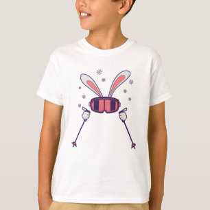 T-shirt Lapin de ski avec bâtons de ski et lunettes de ski