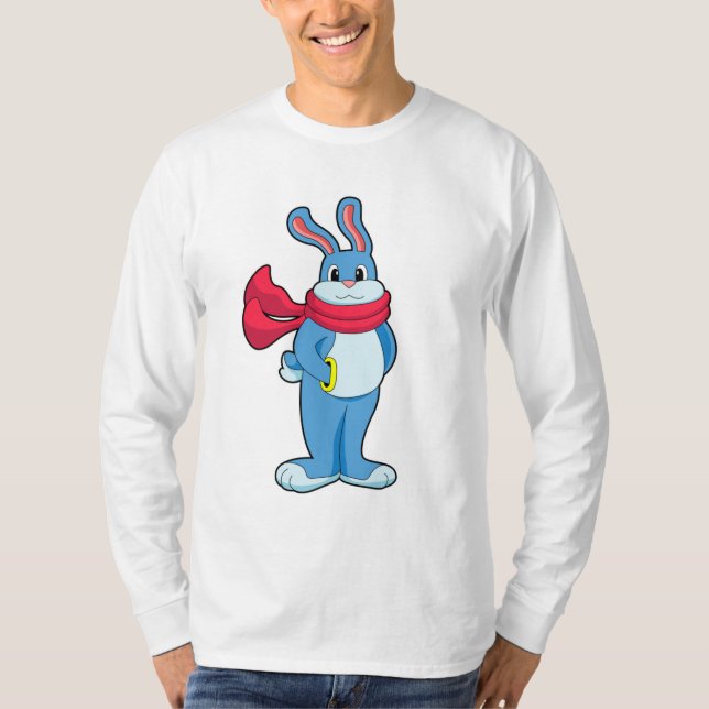 T-shirt Lapin en hiver avec Écharpe (Devant)