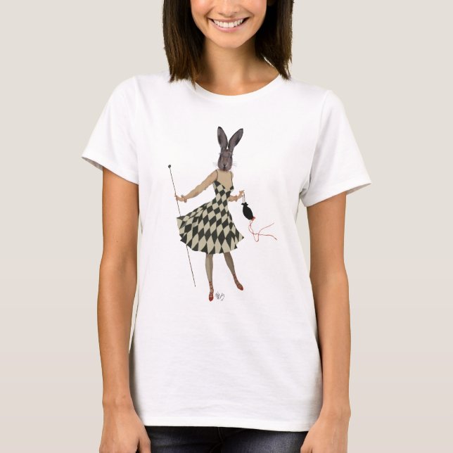 T-shirt Lapin en robe blanche noire (Devant)