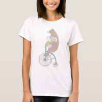Lapin et ours fantaisistes à vélo