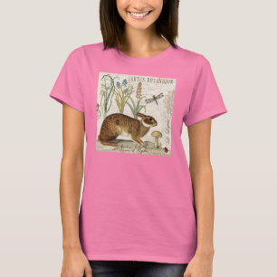 T-shirt lapin français vintage moderne dans le jardin
