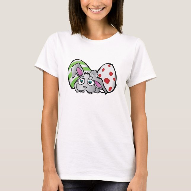 T-shirt Lapin gris avec oeufs de Pâques (Devant)