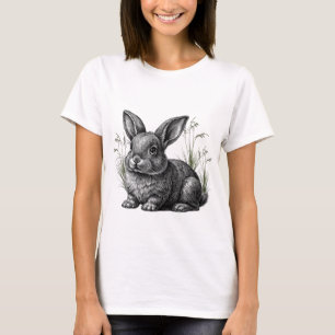 T-shirt Lapin gris mou en herbe