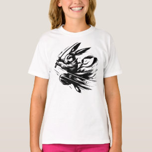 T-shirt Lapin Guerrier à l'Encre Noire Samouraï