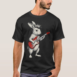 T-shirt Lapin jouant de la guitare Rock Roll Rocker Lapin