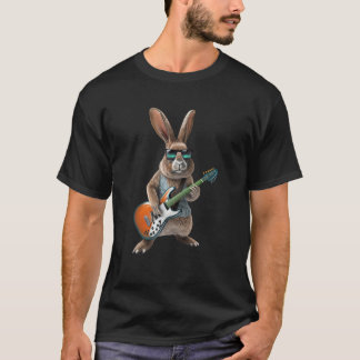 T-shirt Lapin Jouant Guitare Électrique - Animal Rabbit Lo
