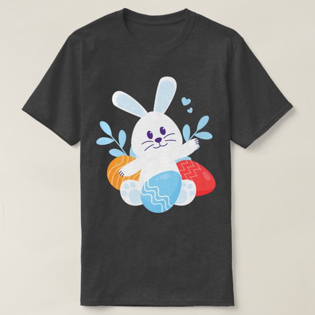 T-shirt Lapin lapin à oeufs de Pâques Hoppy  (Design devant)