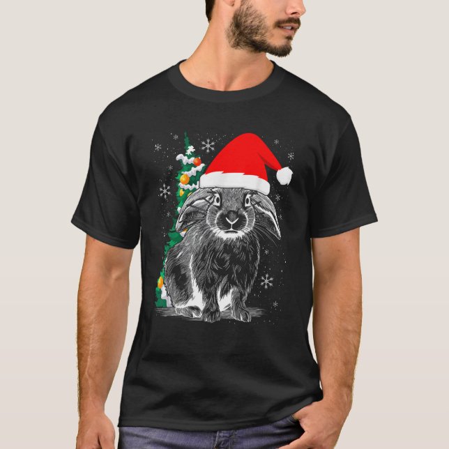 T-shirt Lapin Lapin Accumulé Porté Noël Père Noël Cla (Devant)