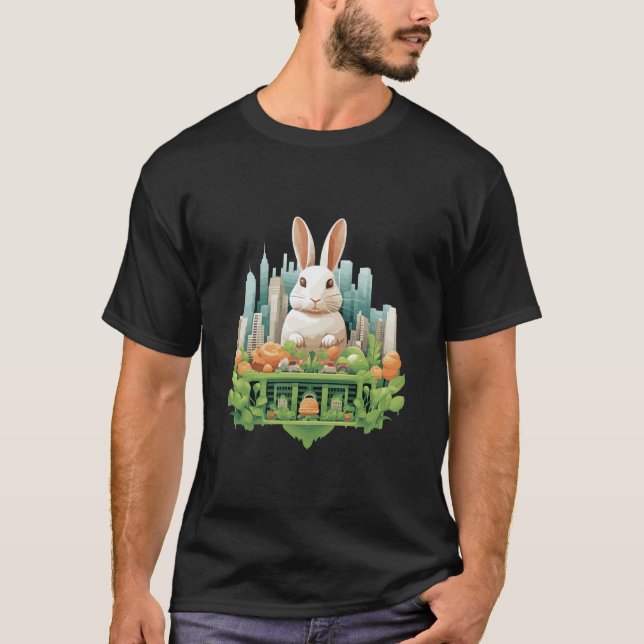 T-shirt Lapin Lapin Animal Beauté Nature Ville Découverte (Devant)