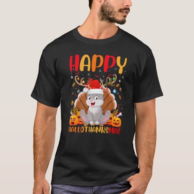 T-shirt Lapin Lapin Animal Happy Bunny Hellothanksmans (Devant)