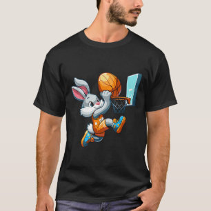 T-shirt Lapin Lapin Jouant Dunking Bysketbyll Oeuf de Pâqu