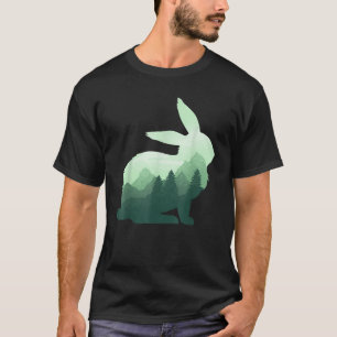 T-shirt Lapin Lapin Lièvre Double Exposition Faune Surréel