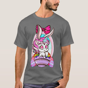 T-shirt Lapin licorne de chasse d'oeufs de Pâques heureux 