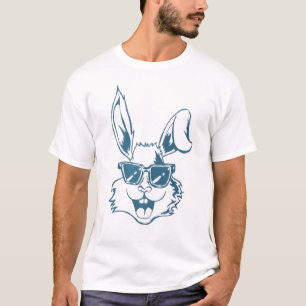 T-shirt Lapin lunettes de soleil bleues dessin linéaire