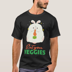 T-shirt Lapin Mange Tes Légumes Végétalien Végétal Vert Or