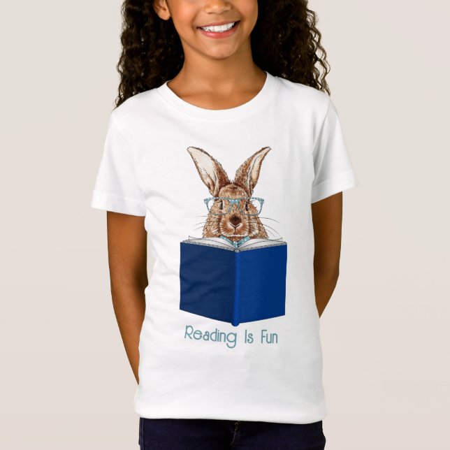 T-shirt lapin marron lisant un livre (Devant)
