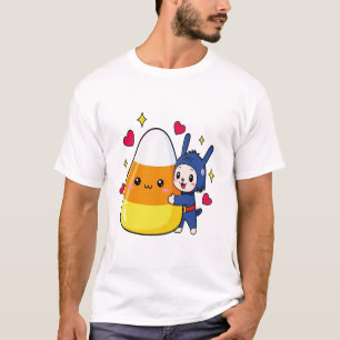 T-shirt Lapin Mignon Câlinant des Bonbons de Maïs