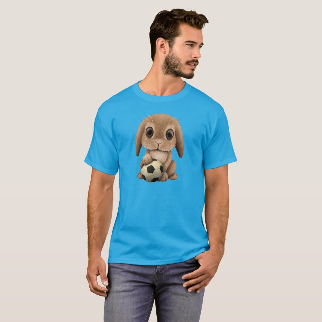 T-shirt Lapin mignon de bébé avec du ballon de football du (Devant entier)