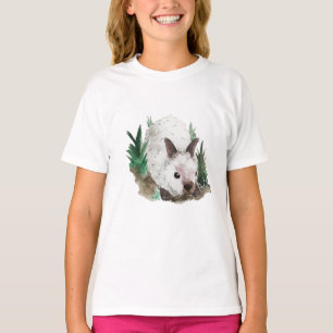 T-shirt Lapin mignon de région boisée de lapin d'aquarel