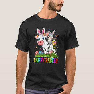 T-shirt Lapin mignon montant une vache Œuf de Pâques Lapin