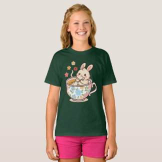 T-shirt Lapin mignon se détendant dans une tasse de thé fl