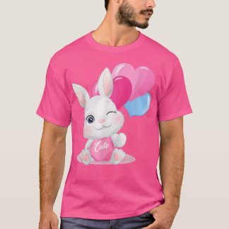 T-shirt Lapin mignon visage coloré Tie Dye rouge cœur fleu